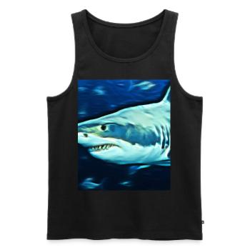 Grand Requin Blanc Vincent Van Gogh Style - Débardeur bio Premium Homme - noir - Devant - AI Model Male 178 light (178cm)