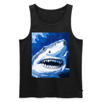 Grand Requin Blanc Vincent Van Gogh Style - Débardeur bio Premium Homme - noir - Devant - AI Model Male 178 light (178cm)