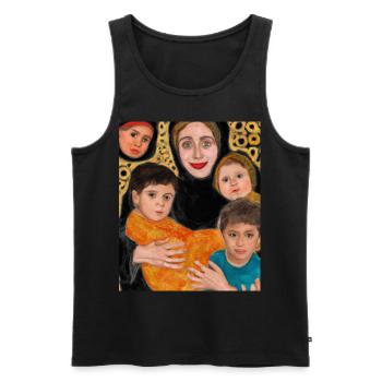 Gustav Klimt Style Portrait of a Mom with Four - Men's Premium Organic Tank Top - black - Front - AI Model Male 178 light (178cm)