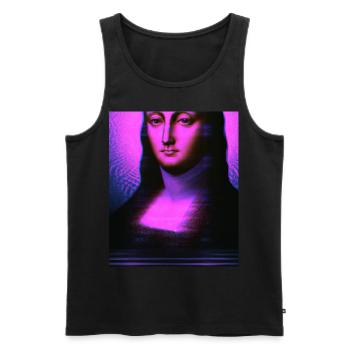 Vaporwave Portrait esthétique d’une femme - Débardeur bio Premium Homme - noir - Devant - Michal (187cm)