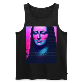 Vaporwave Portrait esthétique d’une femme - Débardeur bio Premium Homme - noir - Devant - Michal (187cm)