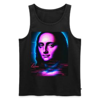 Vaporwave Portrait esthétique d’une femme - Débardeur bio Premium Homme - noir - Devant - Michal (187cm)