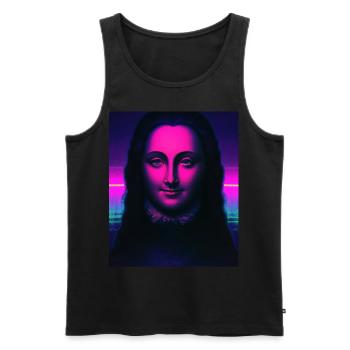 Vaporwave Portrait esthétique d’une femme - Débardeur bio Premium Homme - noir - Devant - Michal (187cm)