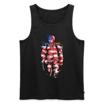US Soldier In Us Flag Colours 4th Of July - Männer Premium Bio Tank Top - Schwarz - Vorne - AI Model Male 178 light (178cm)