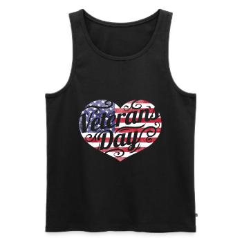 American Flag Heart for Veterans Day - Männer Premium Bio Tank Top - Schwarz - Vorne - AI Model Male 178 light (178cm)