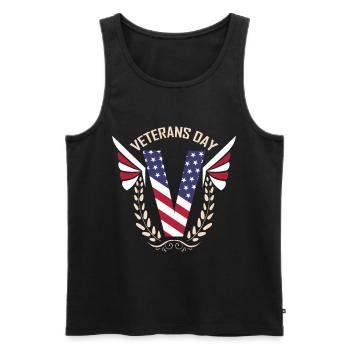 Big V In Us Flag Colors With Oak Leaves For - Männer Premium Bio Tank Top - Schwarz - Vorne - AI Model Male 178 light (178cm)