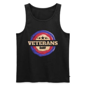 Round Logo for Veterans Day - Männer Premium Bio Tank Top - Schwarz - Vorne - AI Model Male 178 light (178cm)