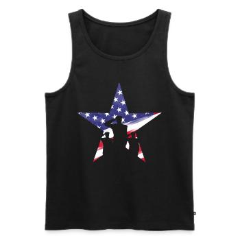 US Flag Star With Saluting Soldiers July 4th - Männer Premium Bio Tank Top - Schwarz - Vorne - AI Model Male 178 light (178cm)