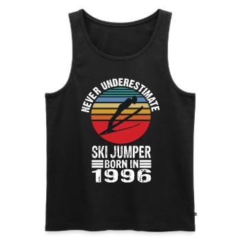 Never Underestimate Ski Jumper born in 1996 - Men's Premium Organic Tank Top - black - Front - AI Model Male 178 light (178cm)