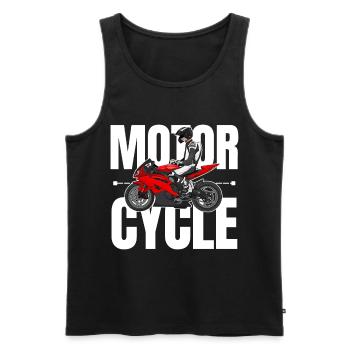 Moto Lifestyle / Moto / Moto motard - Débardeur bio Premium Homme - noir - Devant - AI Model Male 178 light (178cm)