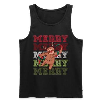 Joyeux Noël Joyeux Paresseux Sapin de Noël - Débardeur bio Premium Homme - noir - Devant - Michal (187cm)