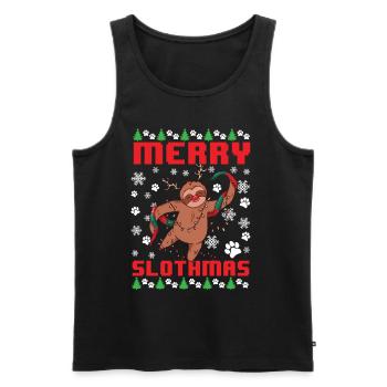Hässlicher Pullover Schneeflocke Faultier Weihnach - Männer Premium Bio Tank Top - Schwarz - Vorne - AI Model Male 178 light (178cm)