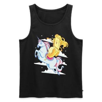 Heroic Banana With Long Hair Riding An Unicorn - Men's Premium Organic Tank Top - black - Front - AI Model Male 178 light (178cm)