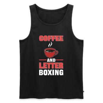 Lettrage de café et de boîte aux lettres - Débardeur bio Premium Homme - noir - Devant - AI Model Male 178 light (178cm)