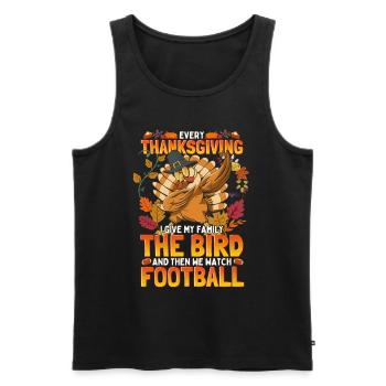 Thanksgiving Dabbing Turquie et football - Débardeur bio Premium Homme - noir - Devant - Michal (187cm)