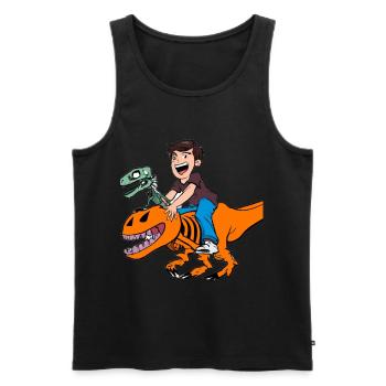 Halloween Dino Boy Riding Dinosaurs - Men's Premium Organic Tank Top - black - Front - Michal (187cm)