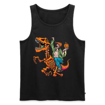 Halloween Dino Ghoul Riding Dinosaurs - Men's Premium Organic Tank Top - black - Front - Michal (187cm)