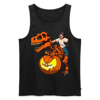 Halloween Dino Ghoul Riding Dinosaurs - Men's Premium Organic Tank Top - black - Front - Michal (187cm)