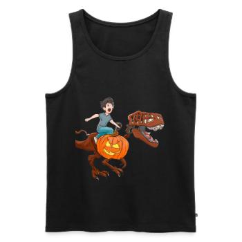 Halloween Dino Boy Riding Dinosaurs - Men's Premium Organic Tank Top - black - Front - Michal (187cm)