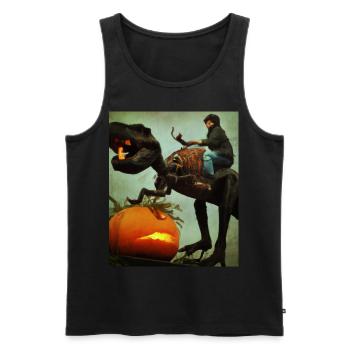 Halloween Dino Boy Riding Dinosaurs - Men's Premium Organic Tank Top - black - Front - Michal (187cm)