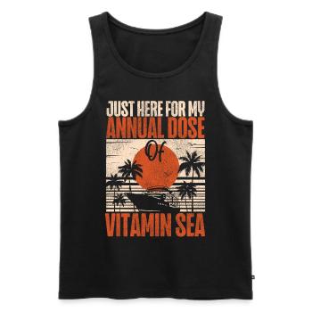 Bateau de croisière Vacances Vintage Rétro - Débardeur bio Premium Homme - noir - Devant - Michal (187cm)
