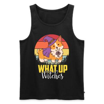 Cute Corgi Witch Halloween Party Dog Love - Men's Premium Organic Tank Top - black - Front - Michal (187cm)