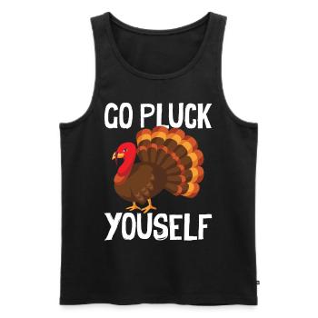 Happy Thanks Vegan - Turkey Go Pluck Yourself - Men's Premium Organic Tank Top - black - Front - Michal (187cm)