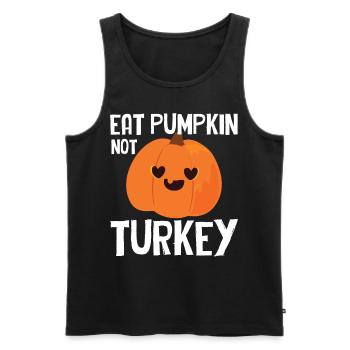 Happy Thanks Vegan - Mangez de la citrouille pas de la dinde - Débardeur bio Premium Homme - noir - Devant - AI Model Male 178 light (178cm)