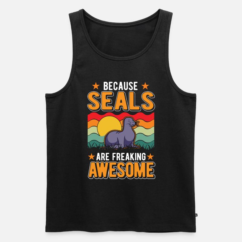 Robbe Geschenk Seelöwe - Männer Premium Bio Tank Top - Schwarz