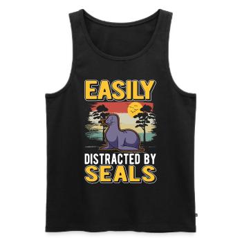 Easily distracted by Seal Robbe Sea Lion - Men's Premium Organic Tank Top - black - Front - Michal (187cm)