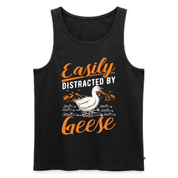 Easily distracted by Geese Gänsezüchter Gänse - Männer Premium Bio Tank Top - Schwarz - Vorne - Michal (187cm)