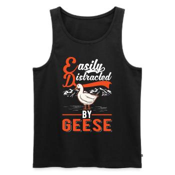 Easily distracted by Geese Gänsezüchter Gänse - Männer Premium Bio Tank Top - Schwarz - Vorne - Michal (187cm)