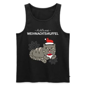 Weihnachtsmuffel Katze Anti Weihnachten Xmas - Männer Premium Bio Tank Top - Schwarz - Vorne - AI Model Male 178 light (178cm)