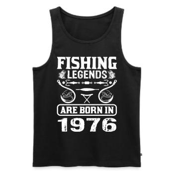 Les légendes de la pêche sont nées en 1976 - Débardeur bio Premium Homme - noir - Devant - AI Model Male 178 light (178cm)