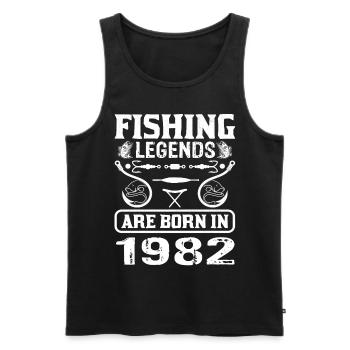 Les légendes de la pêche sont nées en 1982 - Débardeur bio Premium Homme - noir - Devant - AI Model Male 178 light (178cm)