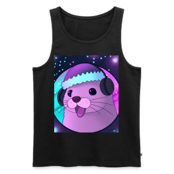 Otter Mit Weihnachtsmütze - Männer Premium Bio Tank Top - Schwarz - Vorne - Michal (187cm)
