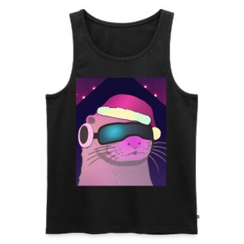 Otter Weihnachten Otter Mit Weihnachtsmütze - Männer Premium Bio Tank Top - Schwarz - Vorne - Michal (187cm)