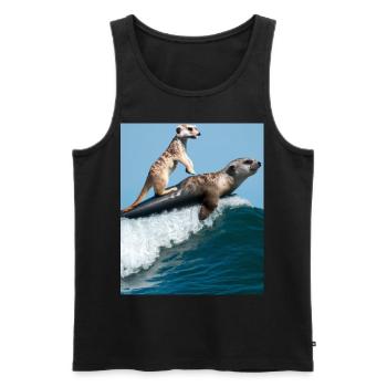 Otter Und Erdmännchen Otter Surft Auf Erdmännchen - Männer Premium Bio Tank Top - Schwarz - Vorne - Michal (187cm)
