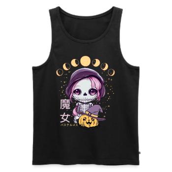 Kawaii Skelett Pastell Goth Chibi Anime Moon Phase - Männer Premium Bio Tank Top - Schwarz - Vorne - Michal (187cm)