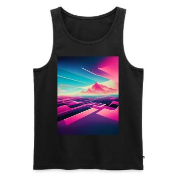 Japanische Vaporwellen -ästhetische Berglandschaft - Männer Premium Bio Tank Top - Schwarz - Vorne - Michal (187cm)