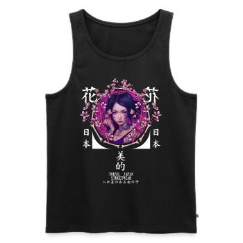 Sakura Blossom Girl Tattoo Streetwear Japanische A - Männer Premium Bio Tank Top - Schwarz - Vorne - Michal (187cm)