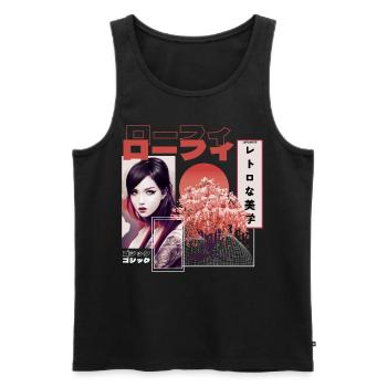 Retro Lofi Streetwear Gothic Tattoo Japanische Kir - Männer Premium Bio Tank Top - Schwarz - Vorne - Michal (187cm)