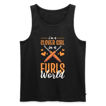 I’m a Clover Girl in a Furls World Crocheting - Männer Premium Bio Tank Top - Schwarz - Vorne - AI Model Male 178 light (178cm)