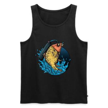 T-shirt de pêche Homme Pêcheur Rod Pêche Pêche - Débardeur bio Premium Homme - noir - Devant - Michal (187cm)