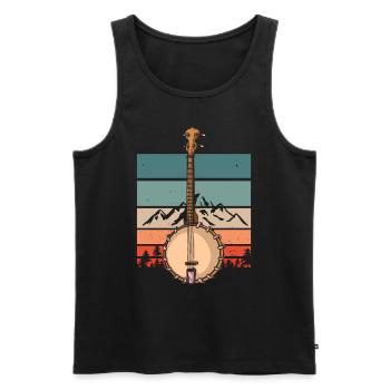 Banjo Shirts For Men Bluegrass Appalachia Folk - Men's Premium Organic Tank Top - black - Front - AI Model Male 178 light (178cm)