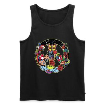 Hippie Tshirt Peace Bewegung Woodstock Boho Groove - Männer Premium Bio Tank Top - Schwarz - Vorne - Michal (187cm)