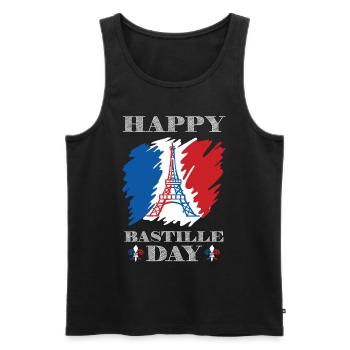 Happy day at the Eiffel Tower Paris Holiday - Men's Premium Organic Tank Top - black - Front - AI Model Male 178 light (178cm)