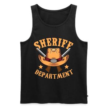Sheriff Department Cowboyhut Revolver Sheriffstern - Männer Premium Bio Tank Top - Schwarz - Vorne - Michal (187cm)