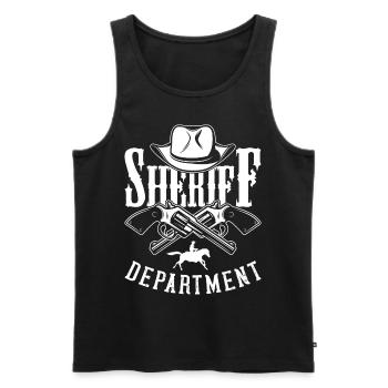 Sheriff Cowboy Pistols Sheriff Star Badge Costume - Débardeur bio Premium Homme - noir - Devant - AI Model Male 178 light (178cm)