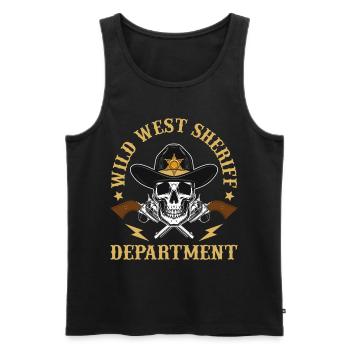 Sheriff West Department Skull Pistols Sheriff Star - Débardeur bio Premium Homme - noir - Devant - AI Model Male 178 light (178cm)